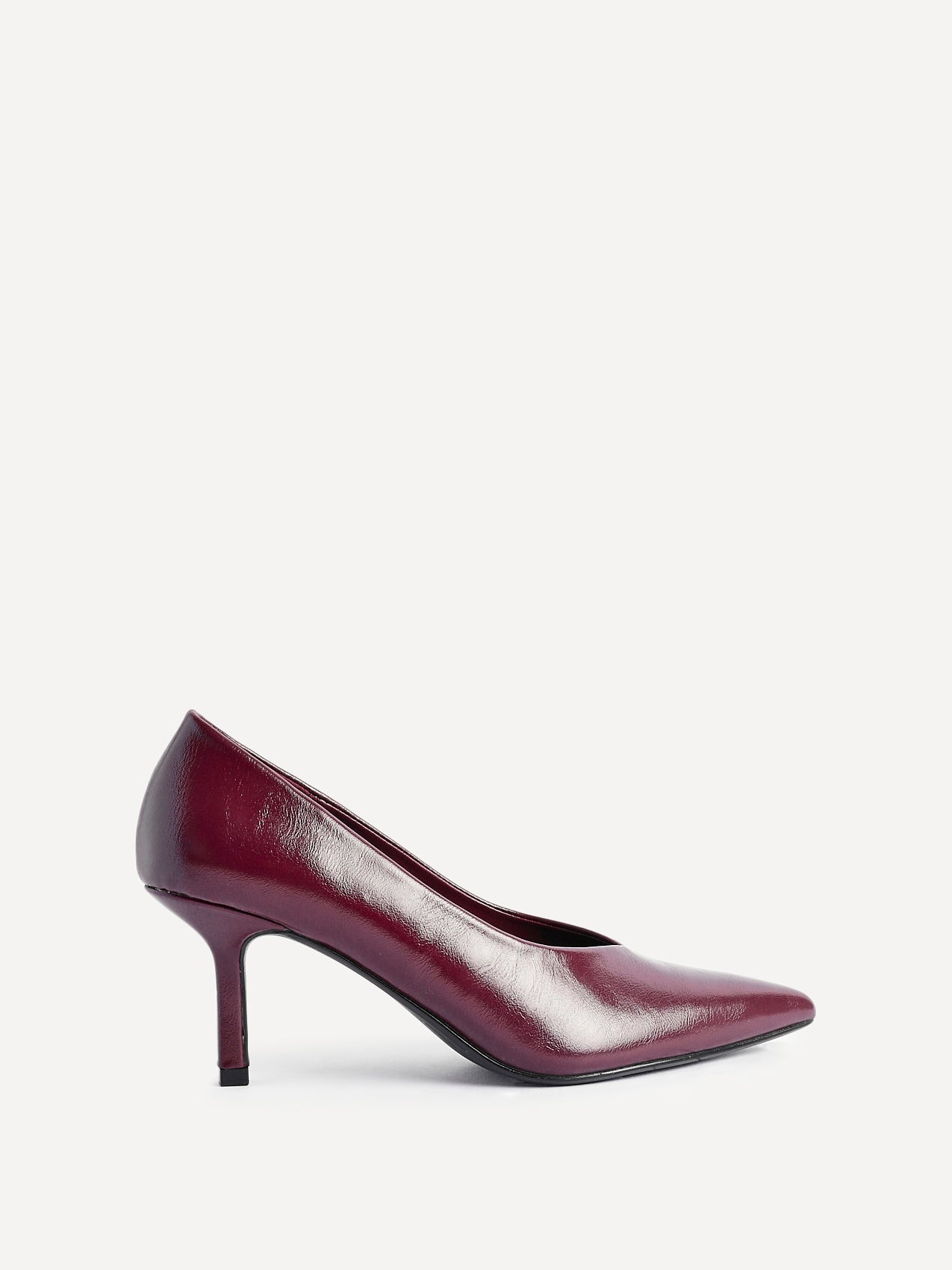 Bellamy Burgundy Faux Leather V-Cut Court Heels