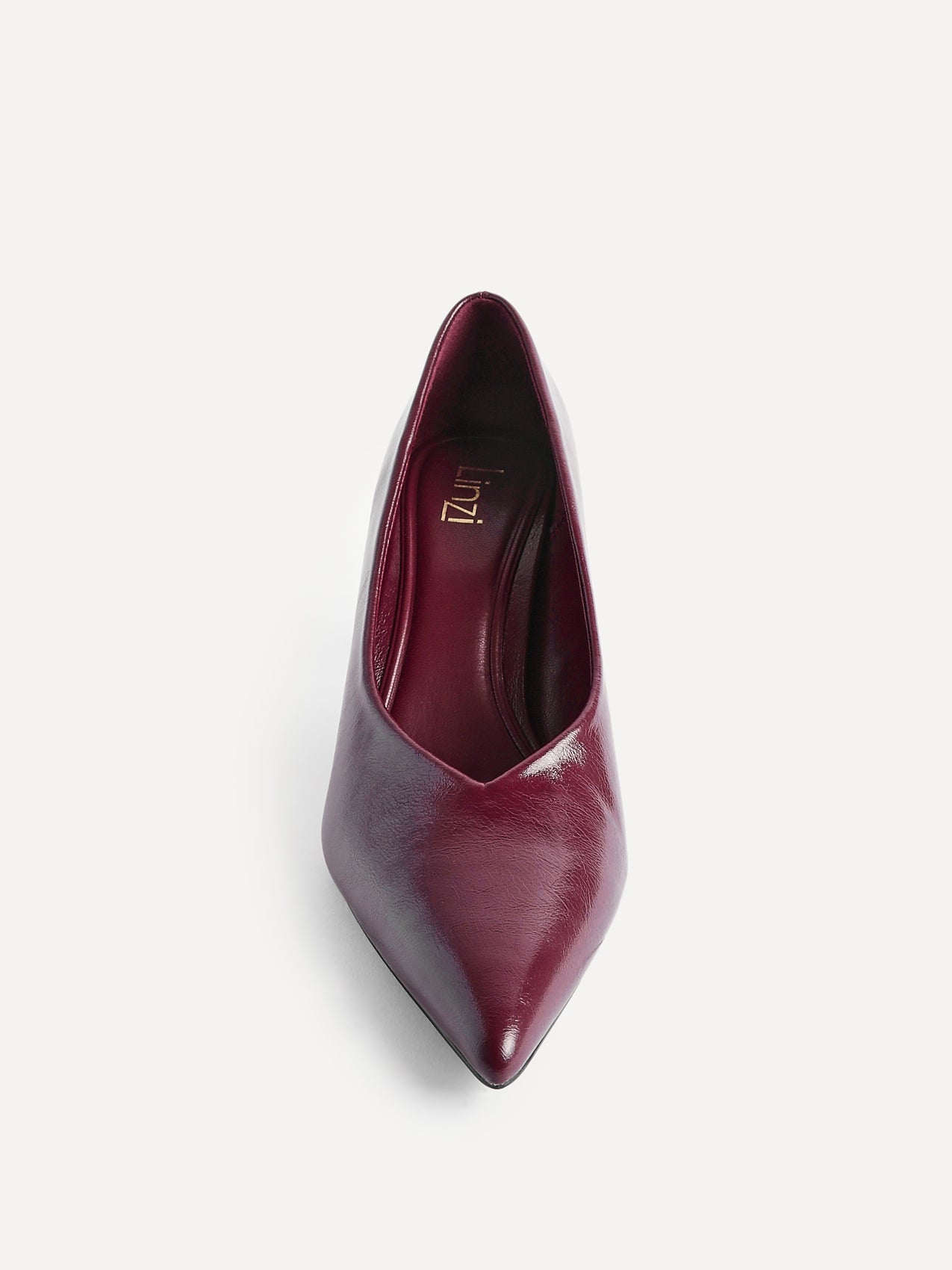 Bellamy Burgundy Faux Leather V-Cut Court Heels