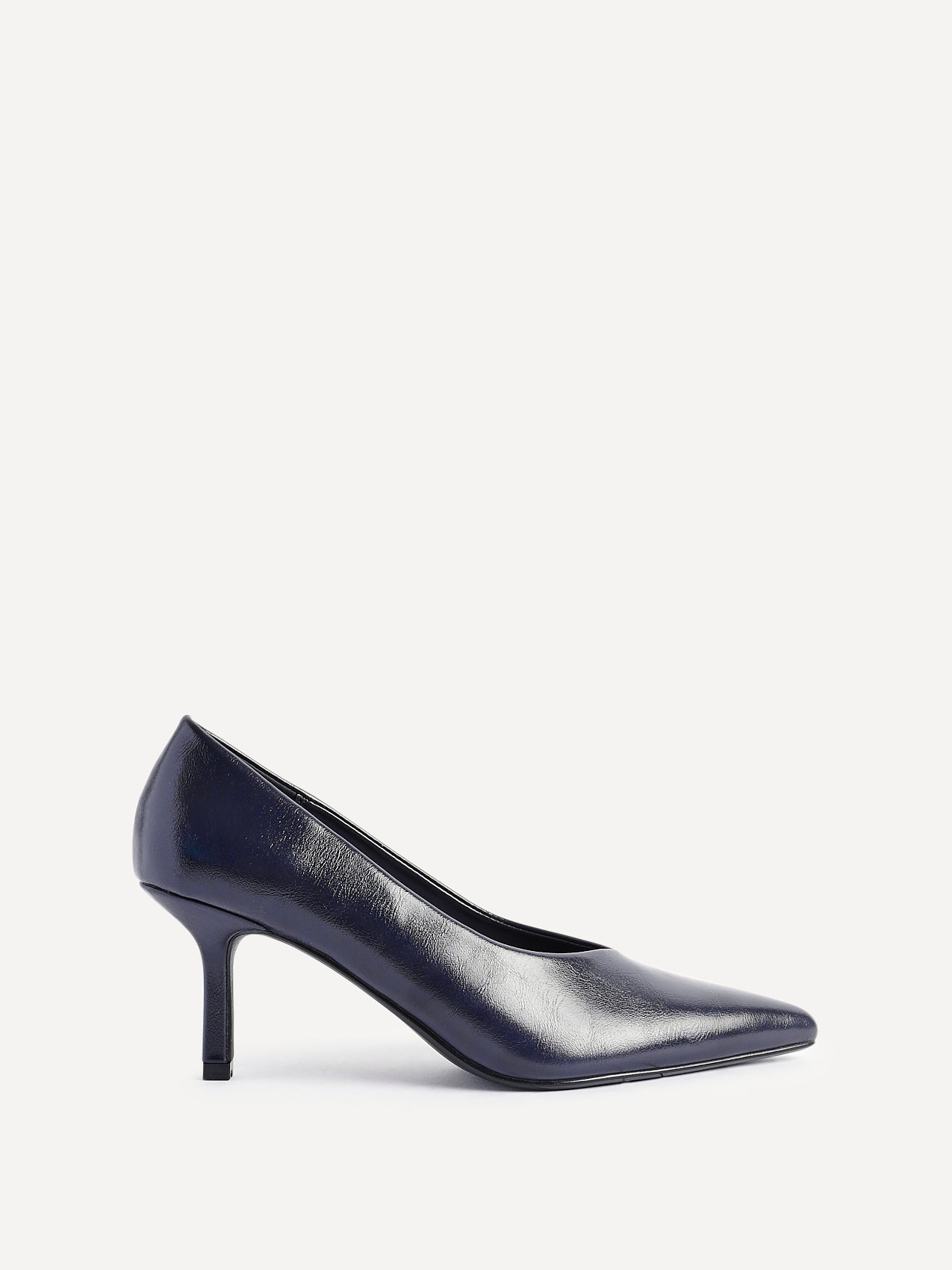 Bellamy Navy Faux Leather V-Cut Court Heels