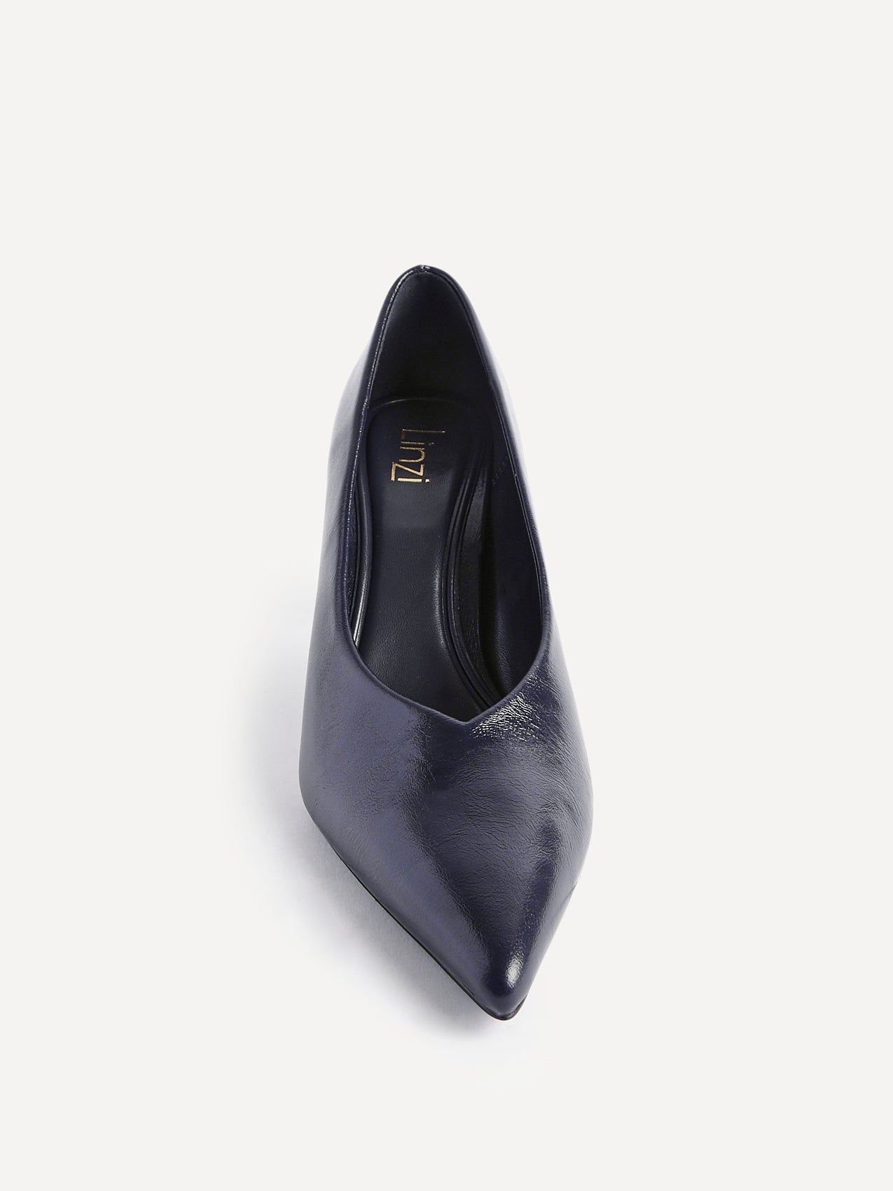 Bellamy Navy Faux Leather V-Cut Court Heels