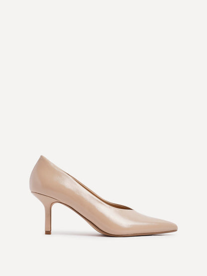 Bellamy Nude Faux Leather V-Cut Court Heels
