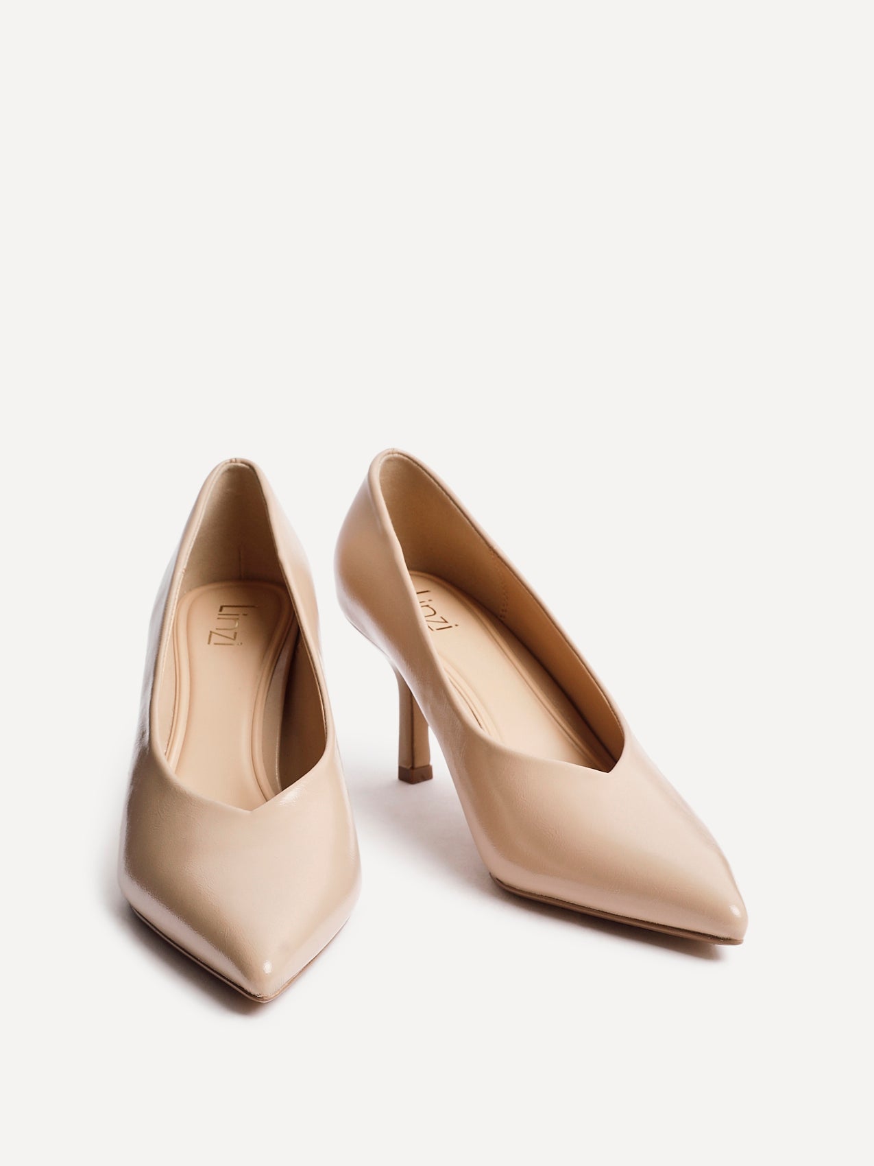 Bellamy Nude Faux Leather V-Cut Court Heels