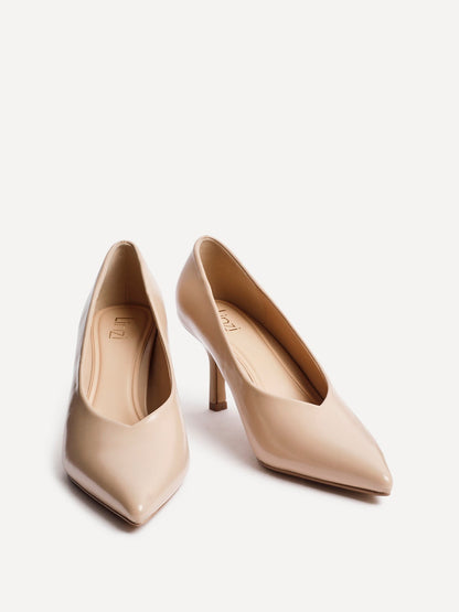 Bellamy Nude Faux Leather V-Cut Court Heels