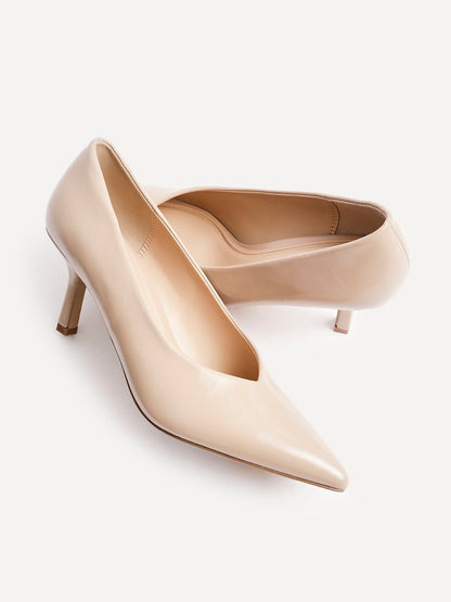 Bellamy Nude Faux Leather V-Cut Court Heels