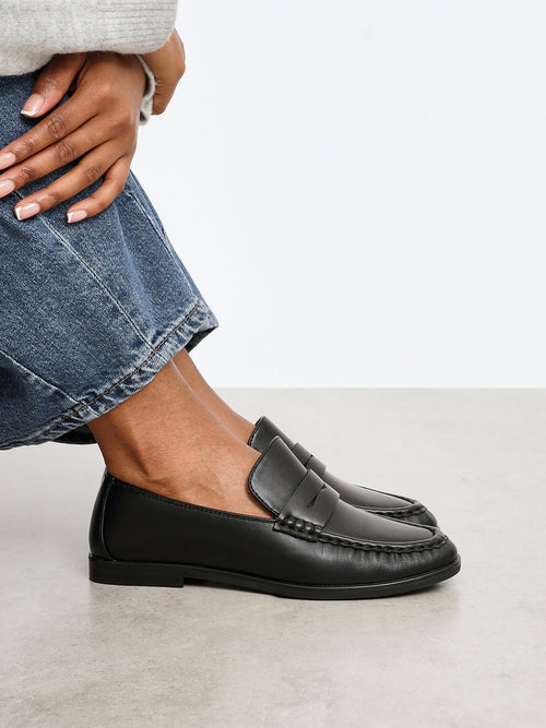 Belmont Black faux Leather Loafers
