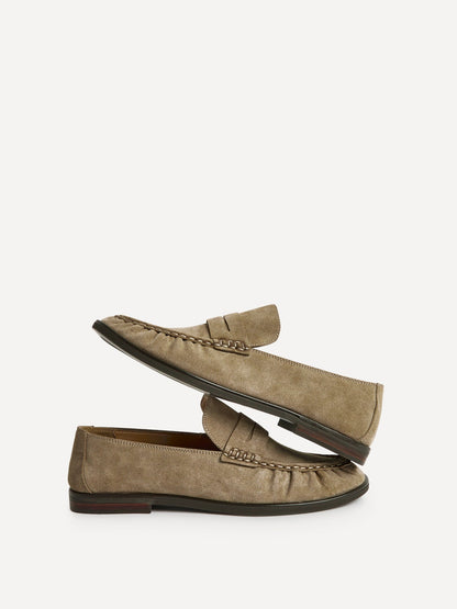 Belmont Taupe Suede Leather Loafers