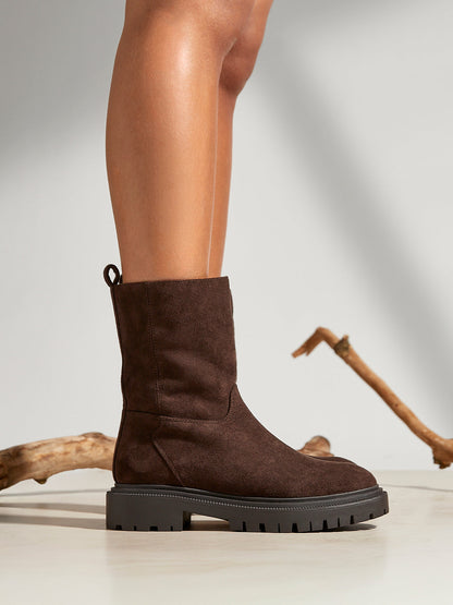 Bentley Brown Chunky Ankle Boots