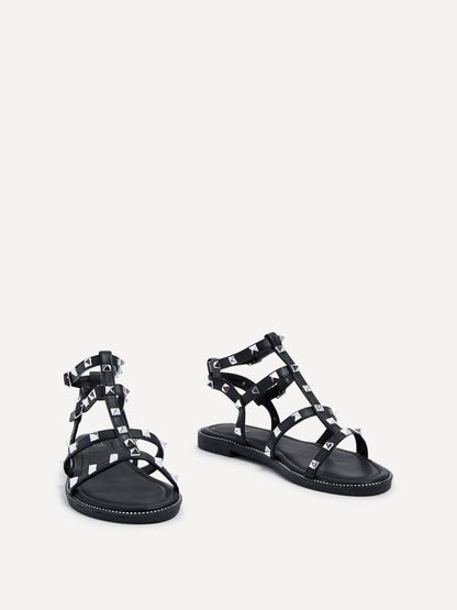 Billie Black Studded Gladiator Sandals