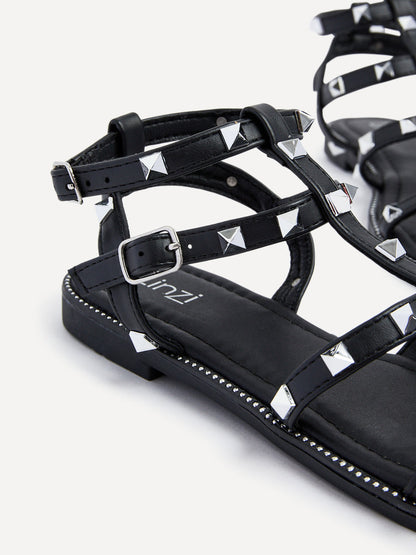 Billie Black Studded Gladiator Sandals