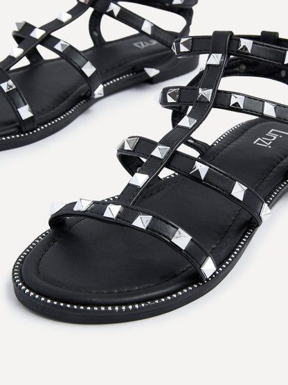 Billie Black Studded Gladiator Sandals