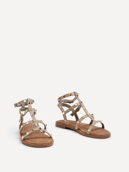 Billie Taupe Studded Gladiator Sandals