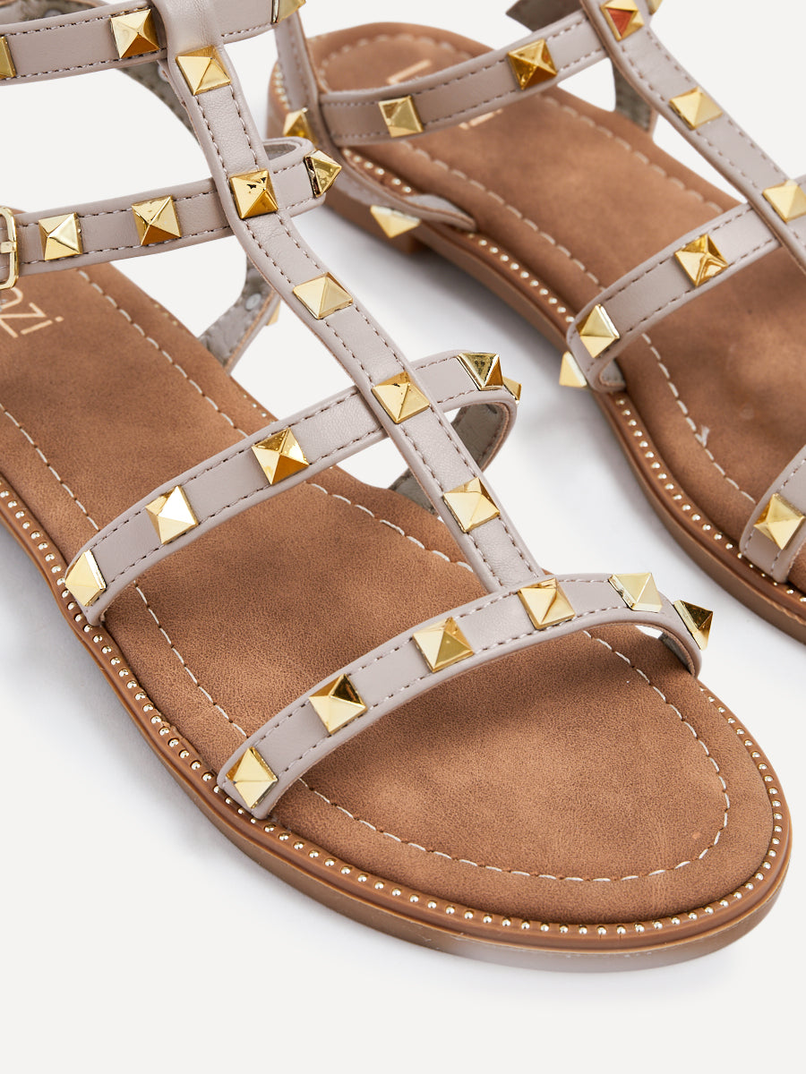 Billie Taupe Studded Gladiator Sandals