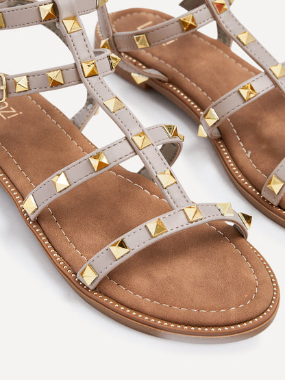 Billie Taupe Studded Gladiator Sandals