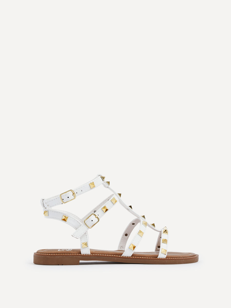 Billie White Studded Gladiator Sandals