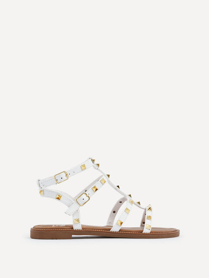 Billie White Studded Gladiator Sandals