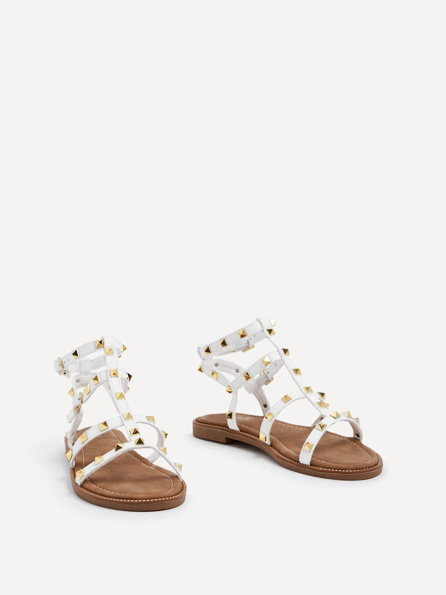 Billie White Studded Gladiator Sandals