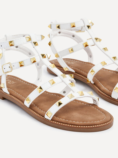 Billie White Studded Gladiator Sandals