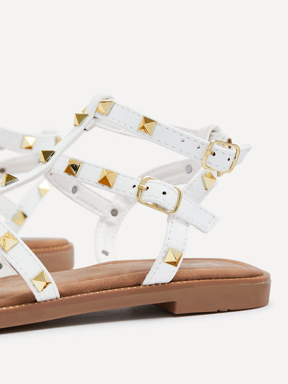 Billie White Studded Gladiator Sandals