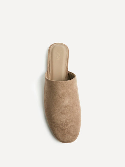 Blake Beige Faux Suede Mules