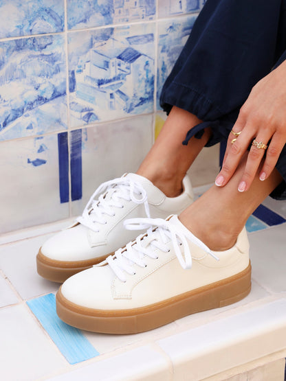 Blanca White Leather Trainers
