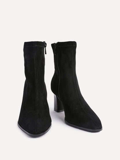 Blaze Black Sock Heeled Ankle Boots