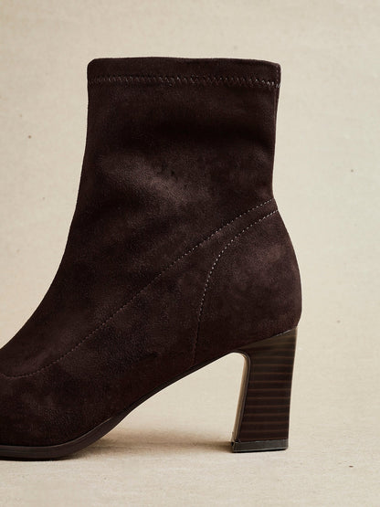 Blaze Brown Sock Heeled Ankle Boots