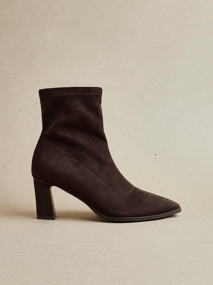 Blaze Brown Sock Heeled Ankle Boots