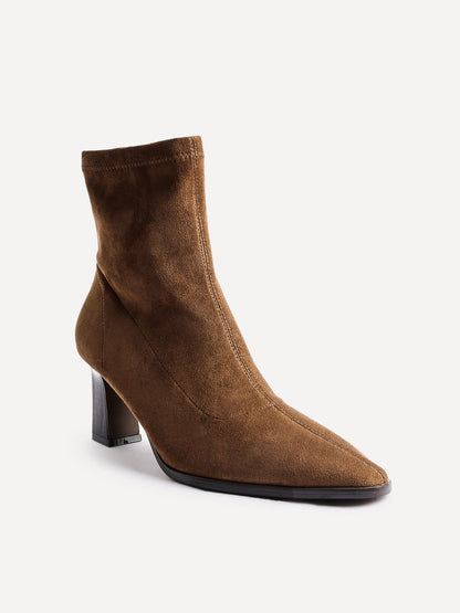 Blaze Tan Sock Heeled Ankle Boots