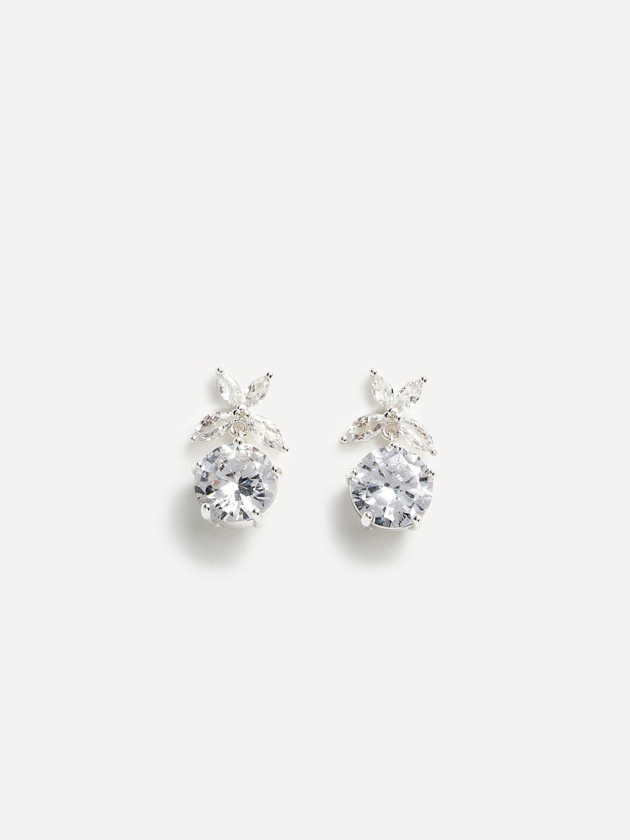 Bloom Silver Crystal Drop Earrings