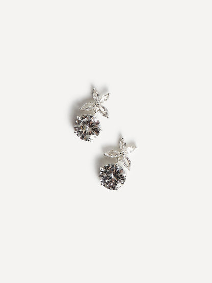 Bloom Silver Crystal Drop Earrings