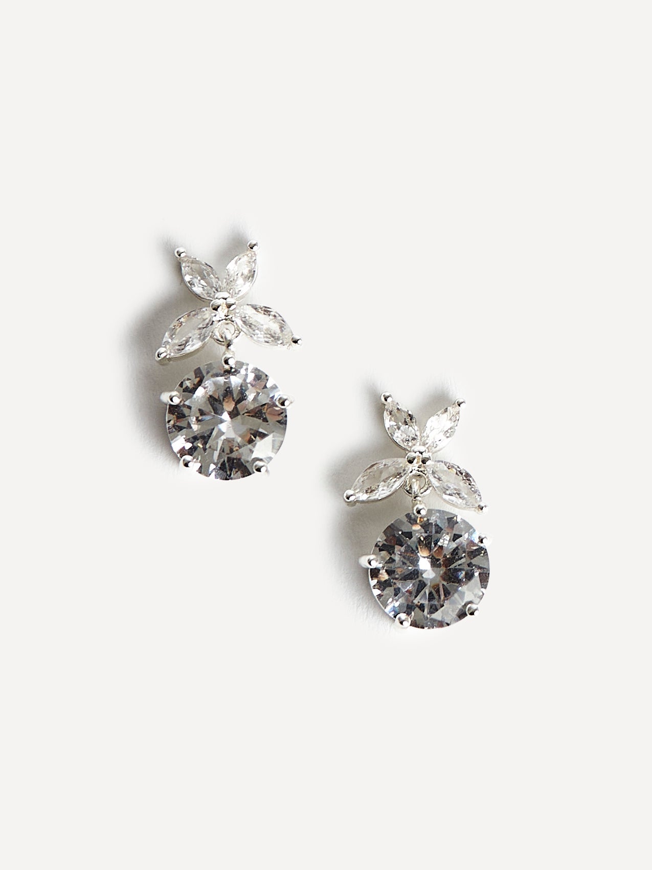 Bloom Silver Crystal Drop Earrings