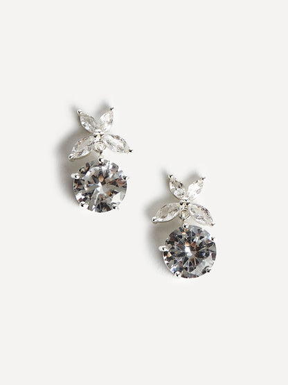 Bloom Silver Crystal Drop Earrings