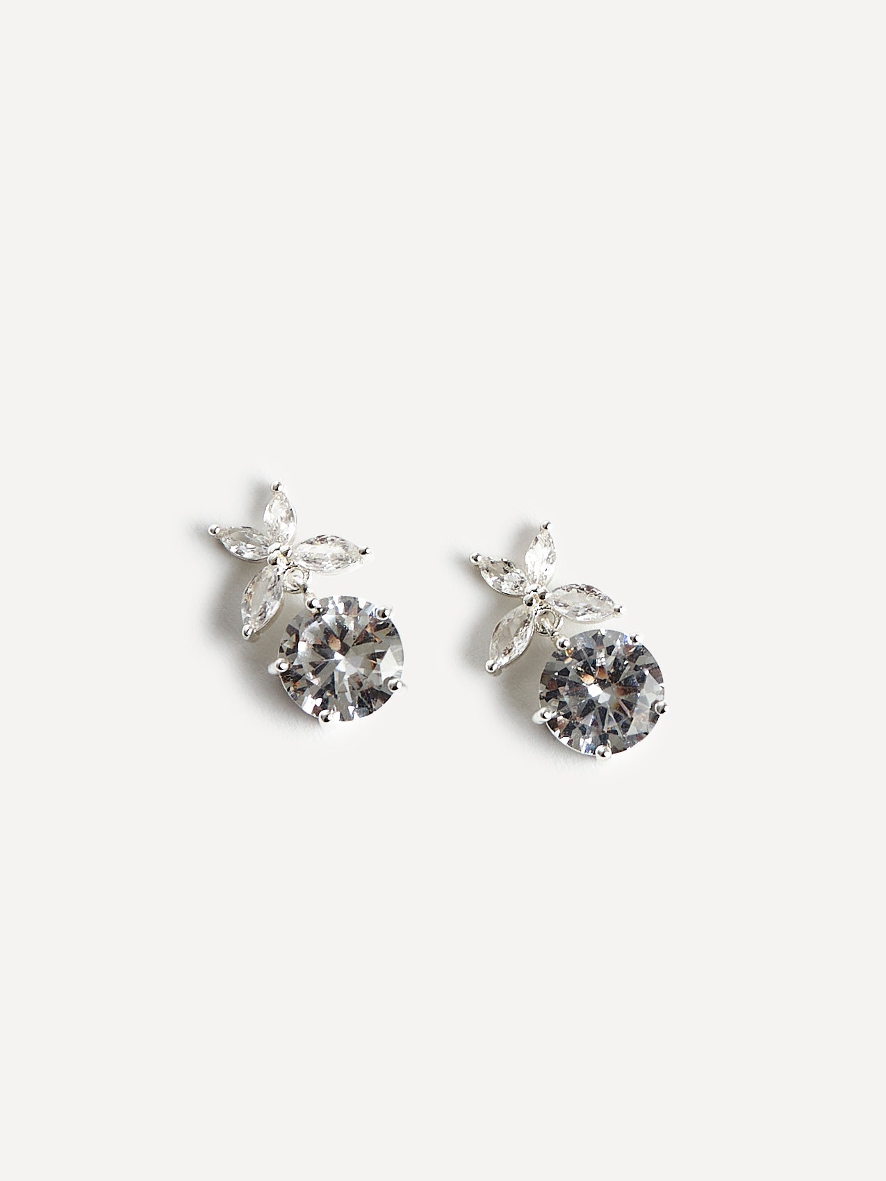 Bloom Silver Crystal Drop Earrings
