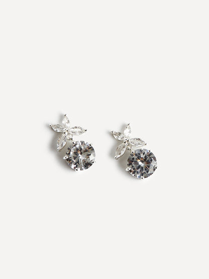 Bloom Silver Crystal Drop Earrings