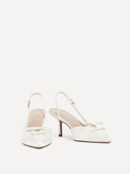 Bound Bridal Ivory Satin Bow Heels