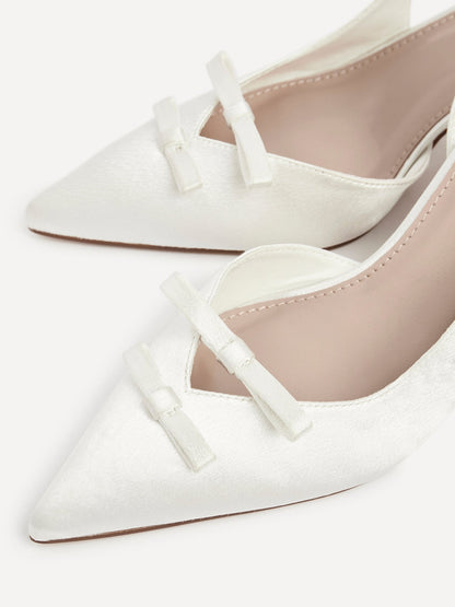 Bound Bridal Ivory Satin Bow Heels