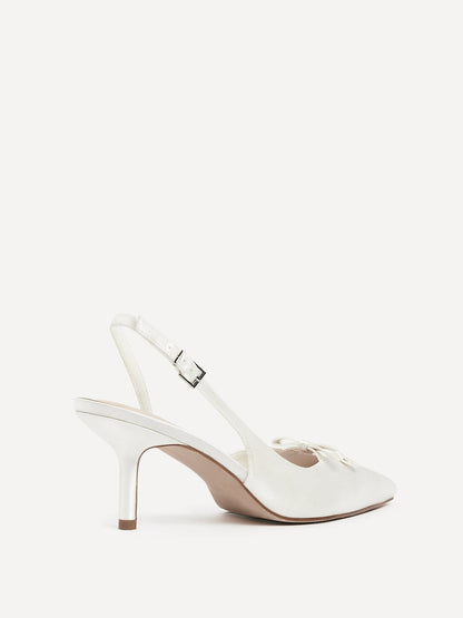 Bound Bridal Ivory Satin Bow Heels