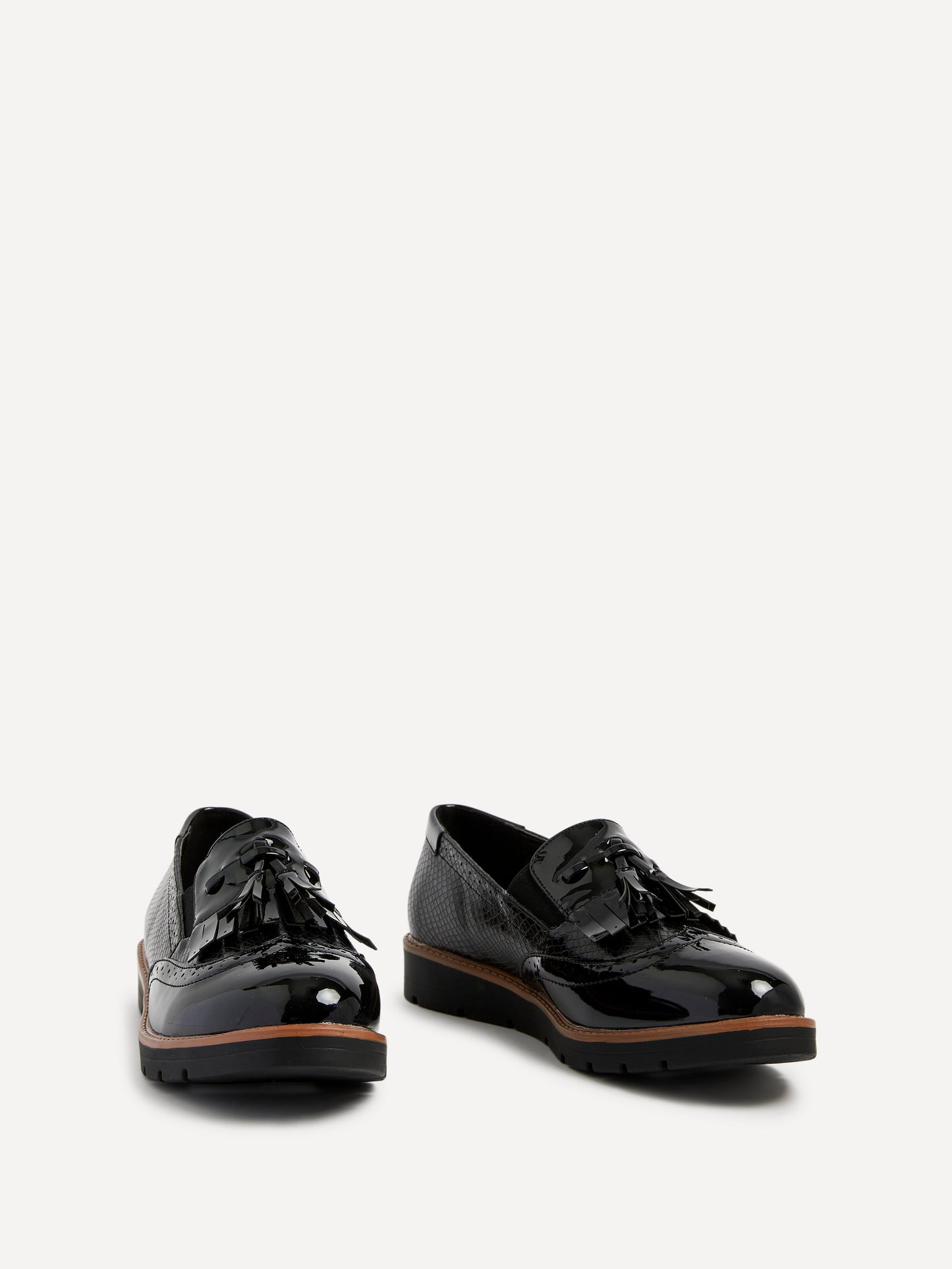Bowen Black Patent & Lizard Faux Leather Loafers