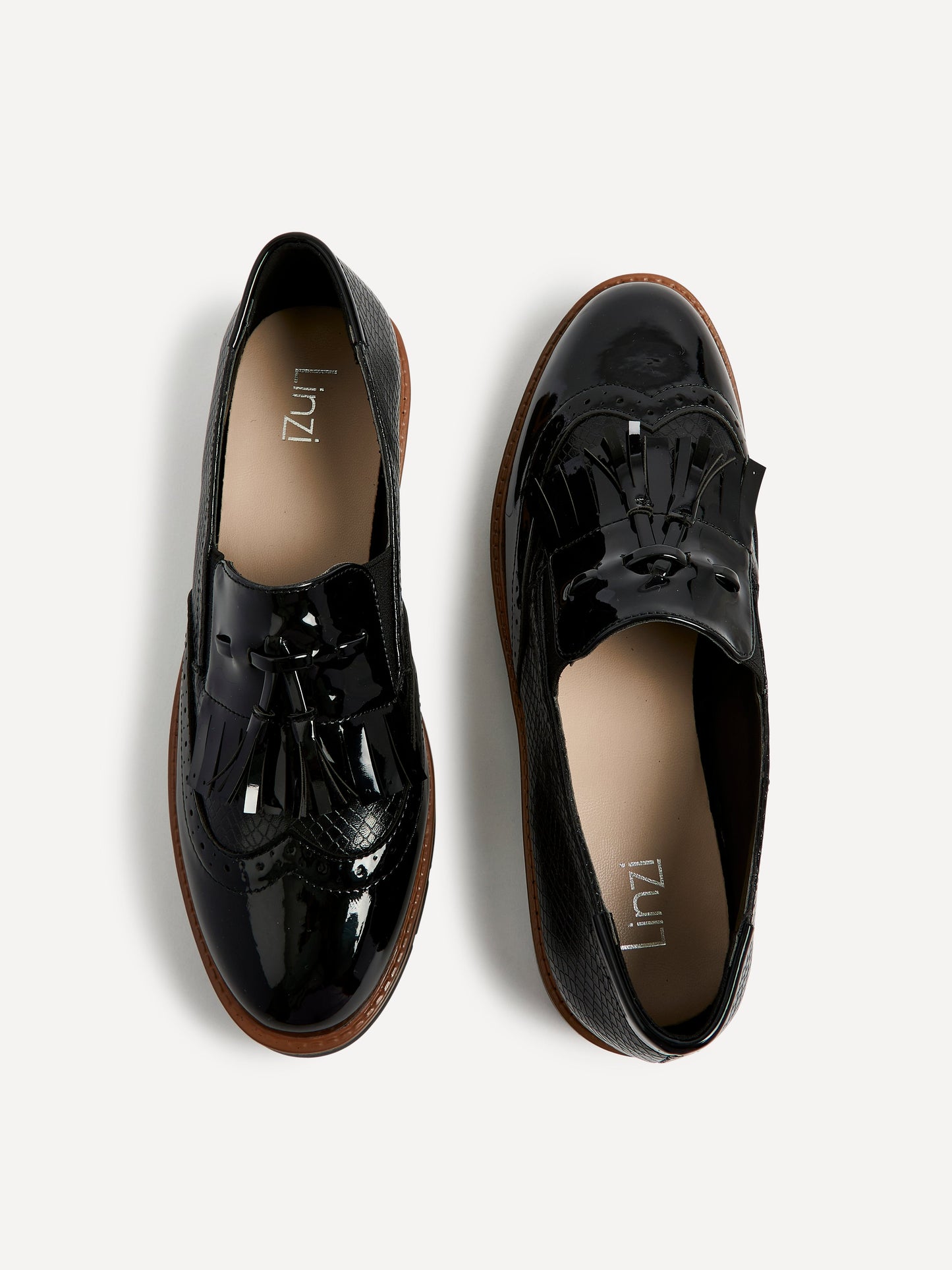 Bowen Black Patent & Lizard Faux Leather Loafers