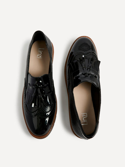 Bowen Black Patent & Lizard Faux Leather Loafers