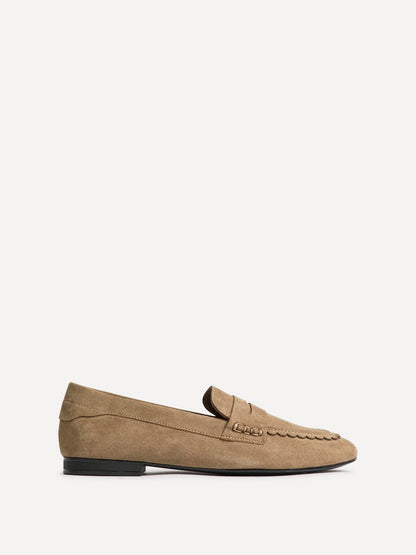 Bree Taupe Suede Leather Penny Loafer