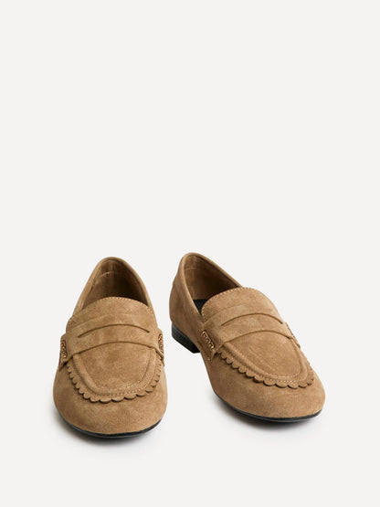 Bree Taupe Suede Leather Penny Loafer
