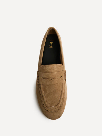 Bree Taupe Suede Leather Penny Loafer