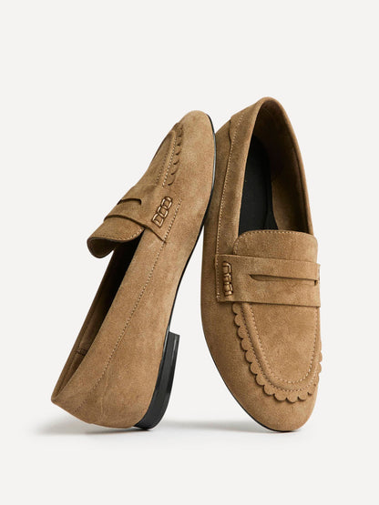 Bree Taupe Suede Leather Penny Loafer