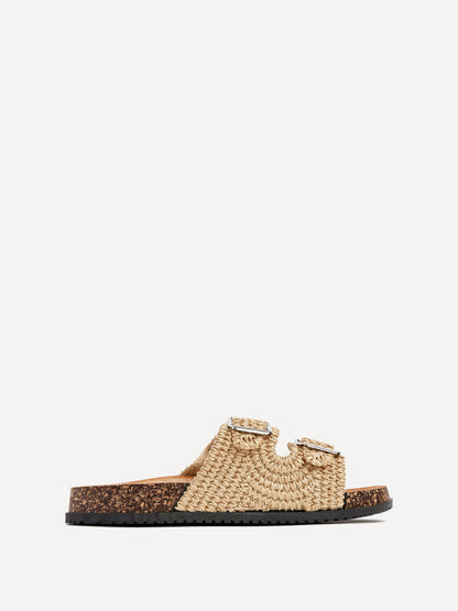 Brianna Natural Double Buckle Sandals