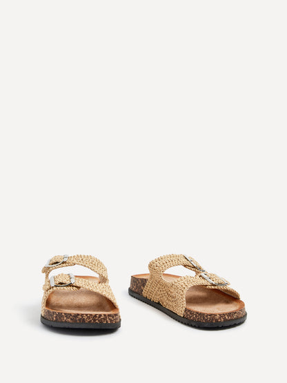 Brianna Natural Double Buckle Sandals