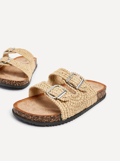 Brianna Natural Double Buckle Sandals