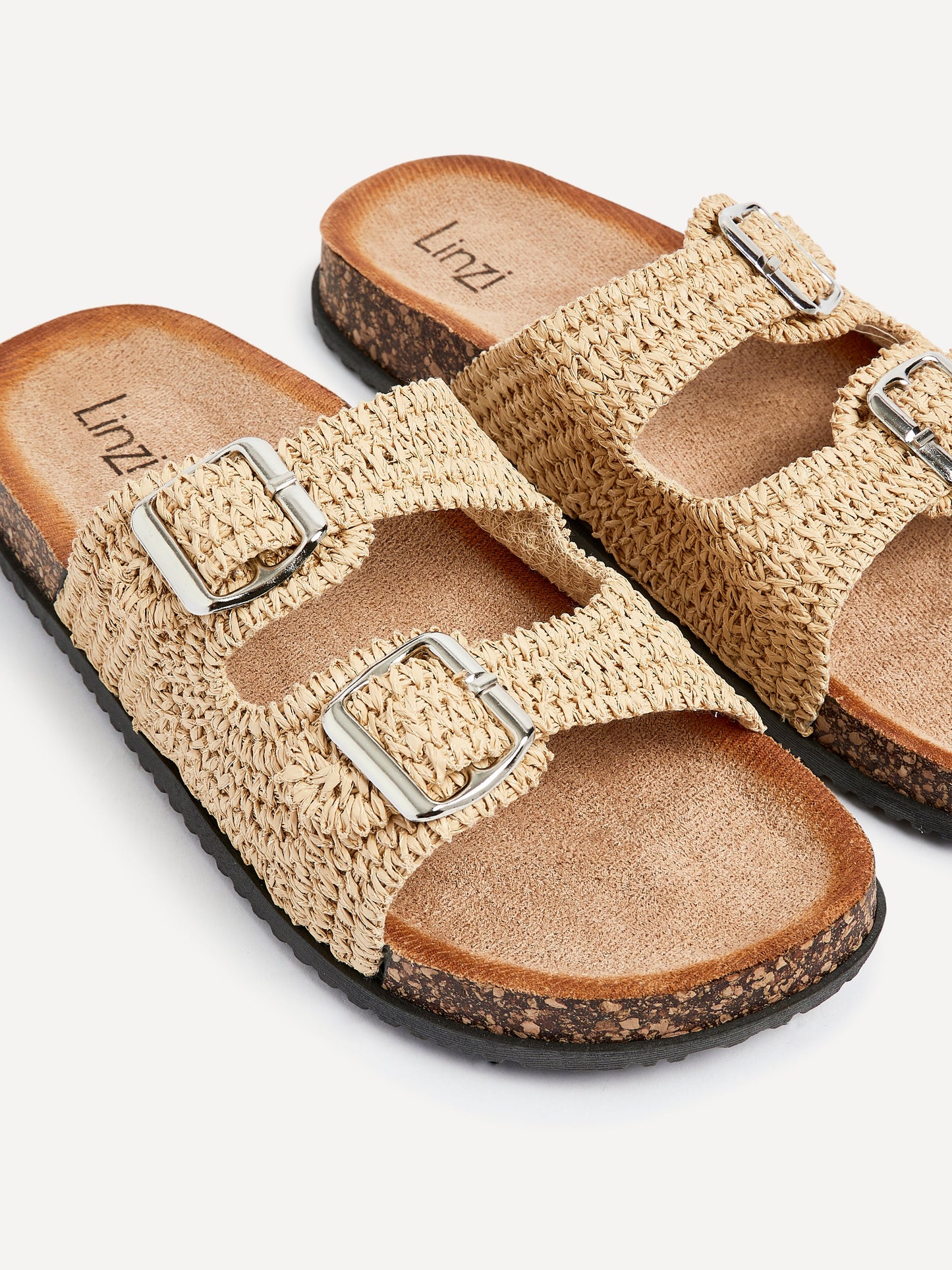 Brianna Natural Double Buckle Sandals