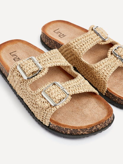 Brianna Natural Double Buckle Sandals