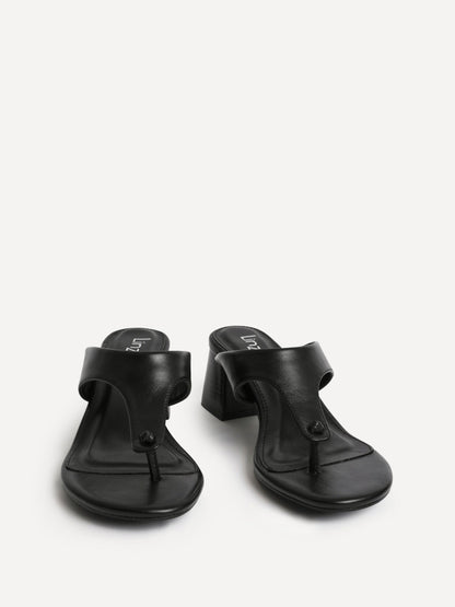 Briar Black Toe Post Mule Heels